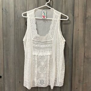 Johnny Was White Lace Top